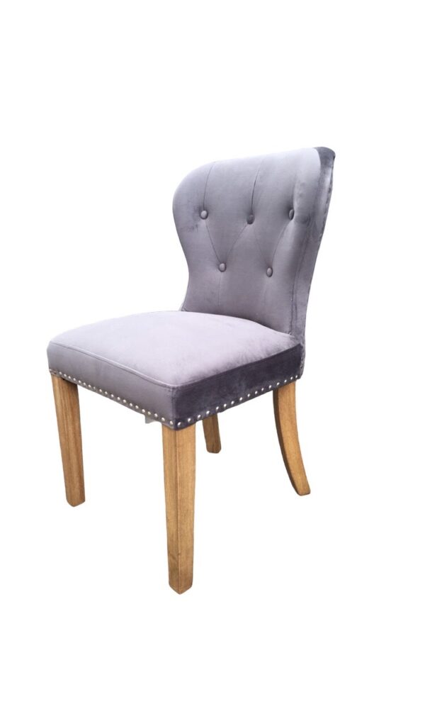 Chennai Upholstered Oak Leg Dining Chair - Grey