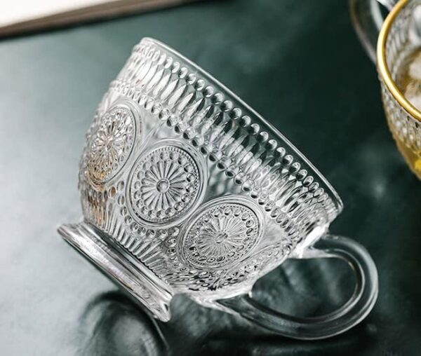 Godinger 4pc Sunflower Crystal Coffee Mugs -13.5oz (399ml) - Image 4