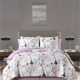Paris Floral 8Piece Reversible California King Comforter Set