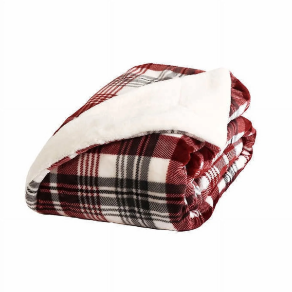 Life Comfort Faux Fur Reversible Throw Blanket - Red 60in x 70in