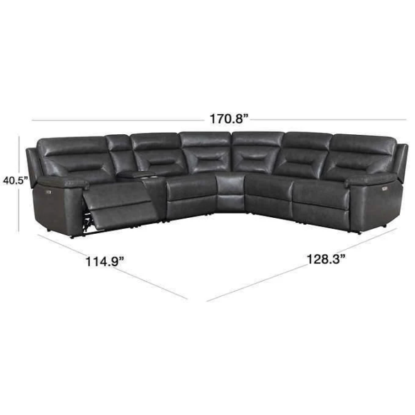 Corry Leather 6pc Power Reclining Sectional Sofa - Image 4