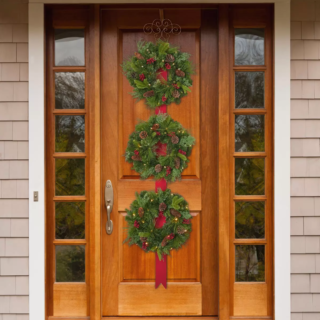 Christmas 3 Wreath Door Hanger with 60 LED Lights