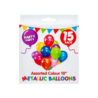 Party Party 15 Assorted Colour Balloons - 9'' & 6''