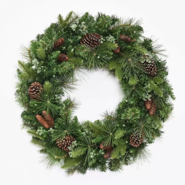 Artificial Mixed Greenery Christmas Wreath With 50 LED Lights - Image 3