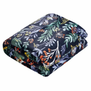 Monte & Jardin Floral Plush Throw Blanket 60in x 70in inches Navy