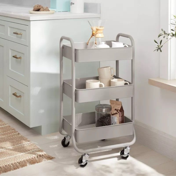 3 Tier Metal Utility Storage Cart - 80.1cm x 45.4cm x 35.4cm - Image 5