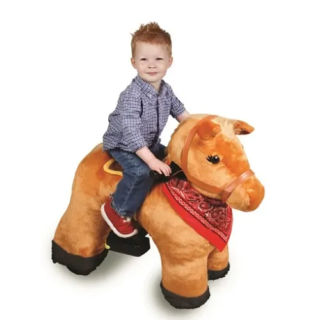 6V Stable Buddies Willow Unicorn Plush Ride-On With Light Up Horn - Brown