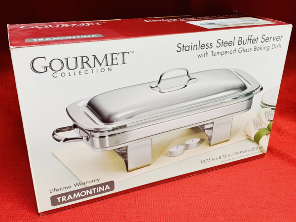 Tramontina Gourmet Stainless Steel Buffet Server With Tempered Glass - Image 4