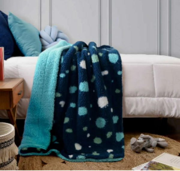 Life Comfort Sherpa Fleece Kids Blanket - Teal 40" x 50" - Image 3