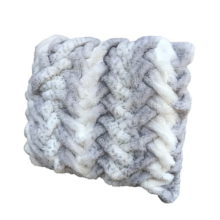 Brentwood Braided Faux Fur Multicolour Decorative Pillow - 24" X 24"