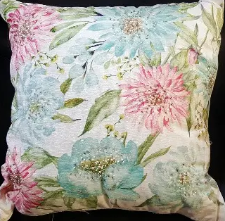 Garden Blossoms Beaded Decorative Throw Pillow, 20" X 20", Multicolor