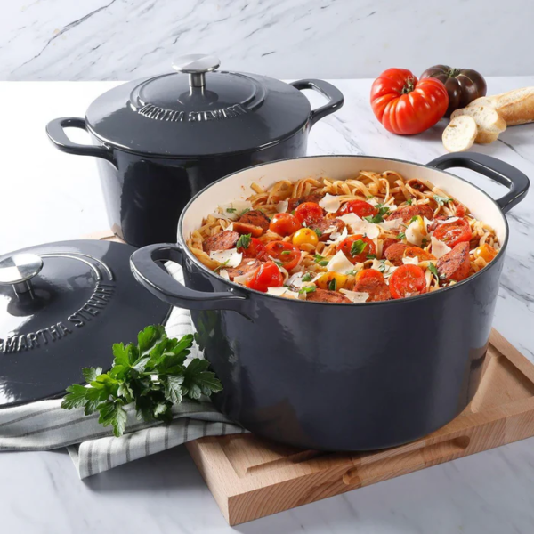 Martha Stewart 4qt & 7qt Enamel Cast Iron Dutch Ovens (Navy) - Image 6