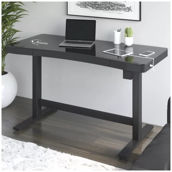 Tresanti Wireless Charging Adjustable Height Curved Table Black