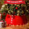 Red Metal Christmas Tree Skirt - 35 Inches (88.9 Cm) - Image 6