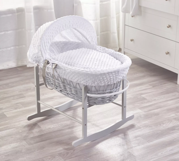 White Dimple Wicker Baby Moses Basket - Image 3