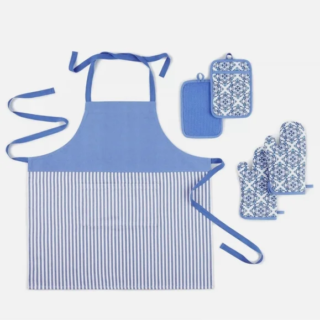 Martha Stewart 5 Piece Kitchen Set, 2 Mitts, 2 Pot Holders, 1 Apron