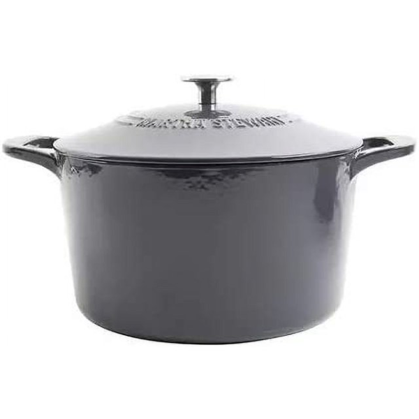 Martha Stewart 4qt & 7qt Enamel Cast Iron Dutch Ovens (Grey) - Image 4
