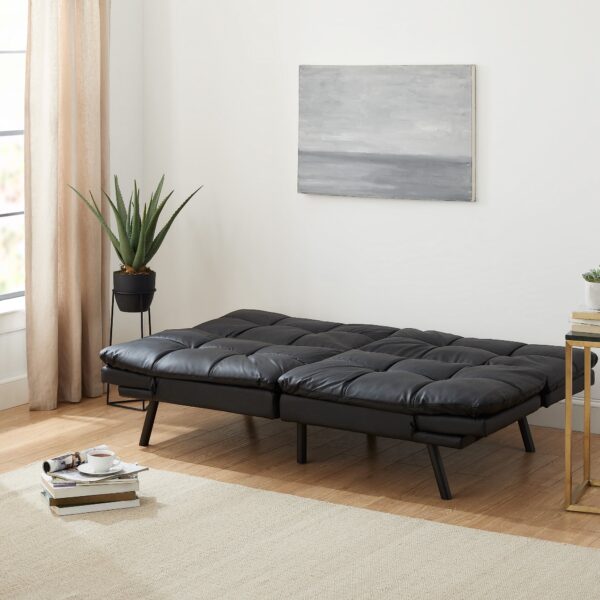 Mainstays Faux Leather Memory Foam Futon Sofa - 72in. X 34in. X 32in - Image 3