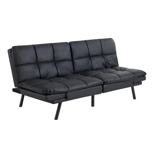 Mainstays Faux Leather Memory Foam Futon Sofa - 72in. X 34in. X 32in - Image 8