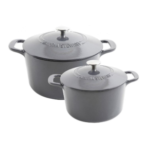 Martha Stewart 4qt & 7qt Enamel Cast Iron Dutch Ovens (Grey)