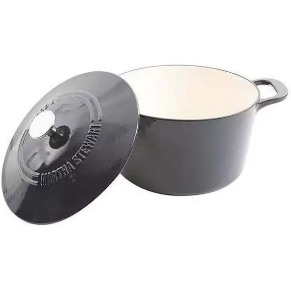 Martha Stewart 4qt & 7qt Enamel Cast Iron Dutch Ovens (Grey) - Image 6