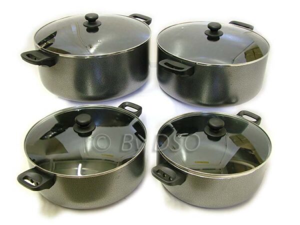 Prima 8pc Aluminum Non-Stick Sauce Pot Set With Stone Vein - Image 2