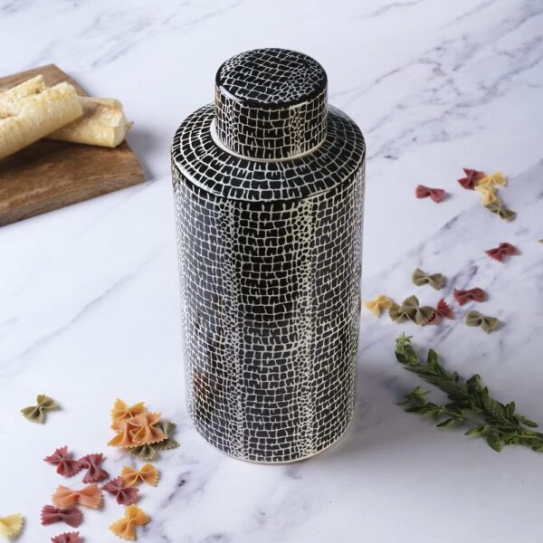 Mikasa Black & White Crackle Ceramic Canister - Image 2