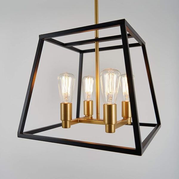 Artika Carter Square 4-Light Pendant Light Fixture, Kitchen Island Chandelier