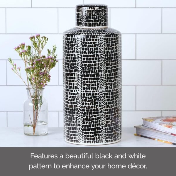Mikasa Black & White Crackle Ceramic Canister - Image 3