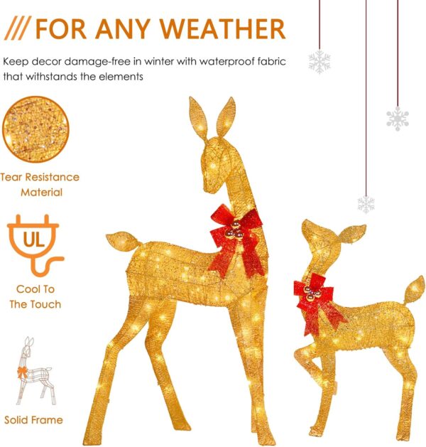 6ft (1.8m) Indoor/Outdoor Christmas Reindeer Family With LED Lights - Image 2