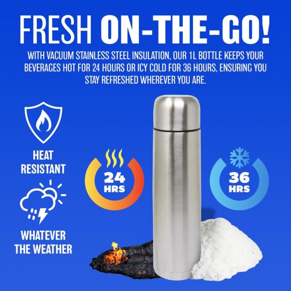 Prima Stainless Steel Vacuum Flask With Carry Case - 1L - Image 5