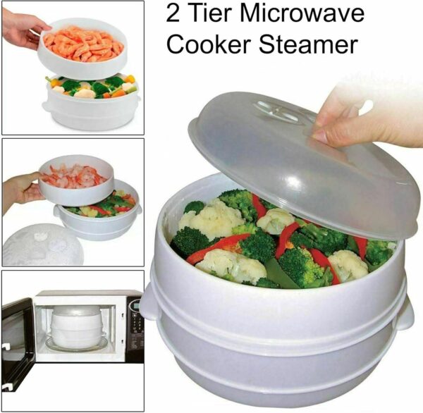 Eazy Cook 2-Tier Microwave Food Steamer