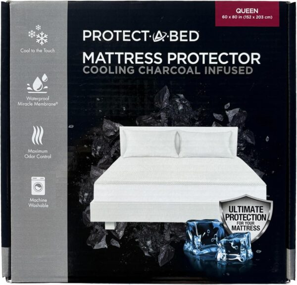 Protect A Bed Charcoal Infused Mattress Protector - Queen Size 60in x 80in - 152cm X 203cm