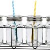 Prima 4pc Vintage Glass Mason Jar Set With Metal Stand - Image 4