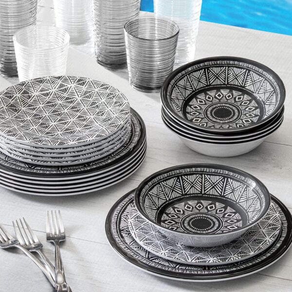 Member's Mark 18pc Melamine Dinnerware Set - Printmaker Design