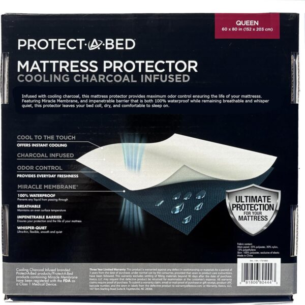 Protect A Bed Charcoal Infused Mattress Protector - Queen Size 60in x 80in - 152cm X 203cm - Image 6