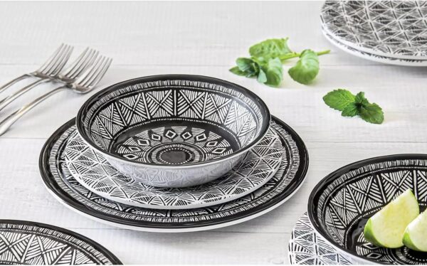 Member's Mark 18pc Melamine Dinnerware Set - Printmaker Design - Image 7