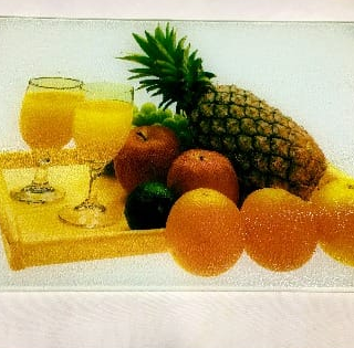 Anika Fruits Kitchen Glass Cutting Board - 28cm X 38cm