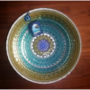 Decorative Turkish Glass Bowl Peacock - Blue And Rich Gold