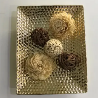 Hammered Decorative Rectangle Tray - Gold