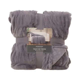Berkshire Collection Faux Fur Plush Throw Blanket - 60"x70"- Gray