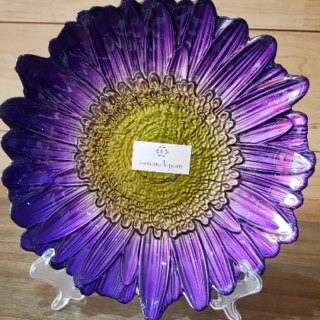 Sparkling Flower Bowl By Nanette Lepore Glassware - Hand Decorated - Purple