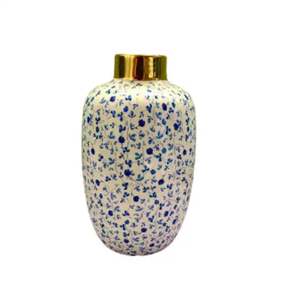 Decorshore - Tangier Bottle Neck Vase - Blue & Gold
