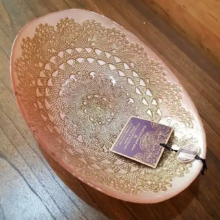 Accents Turkey Hand Decorated Glass Plate Dish Oval