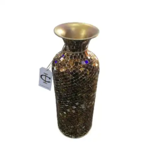 Decorshore Bella Palacio Gold Decorative Mosaic Crackled Glass Vase