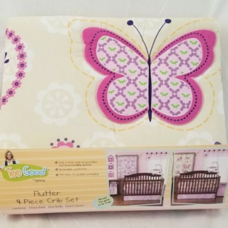Flutter Reversible 4 Piece Baby Crib Bedding Set