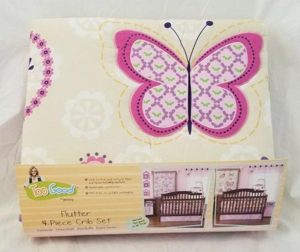 Flutter Reversible 4 Piece Baby Crib Bedding Set