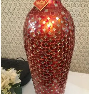 Decorative Mosaic Floor Vase With Glass Mosaic