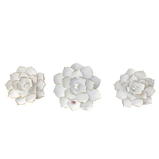 Set Of 3 Decorative Gradual Size Ceramic Wall Flowers