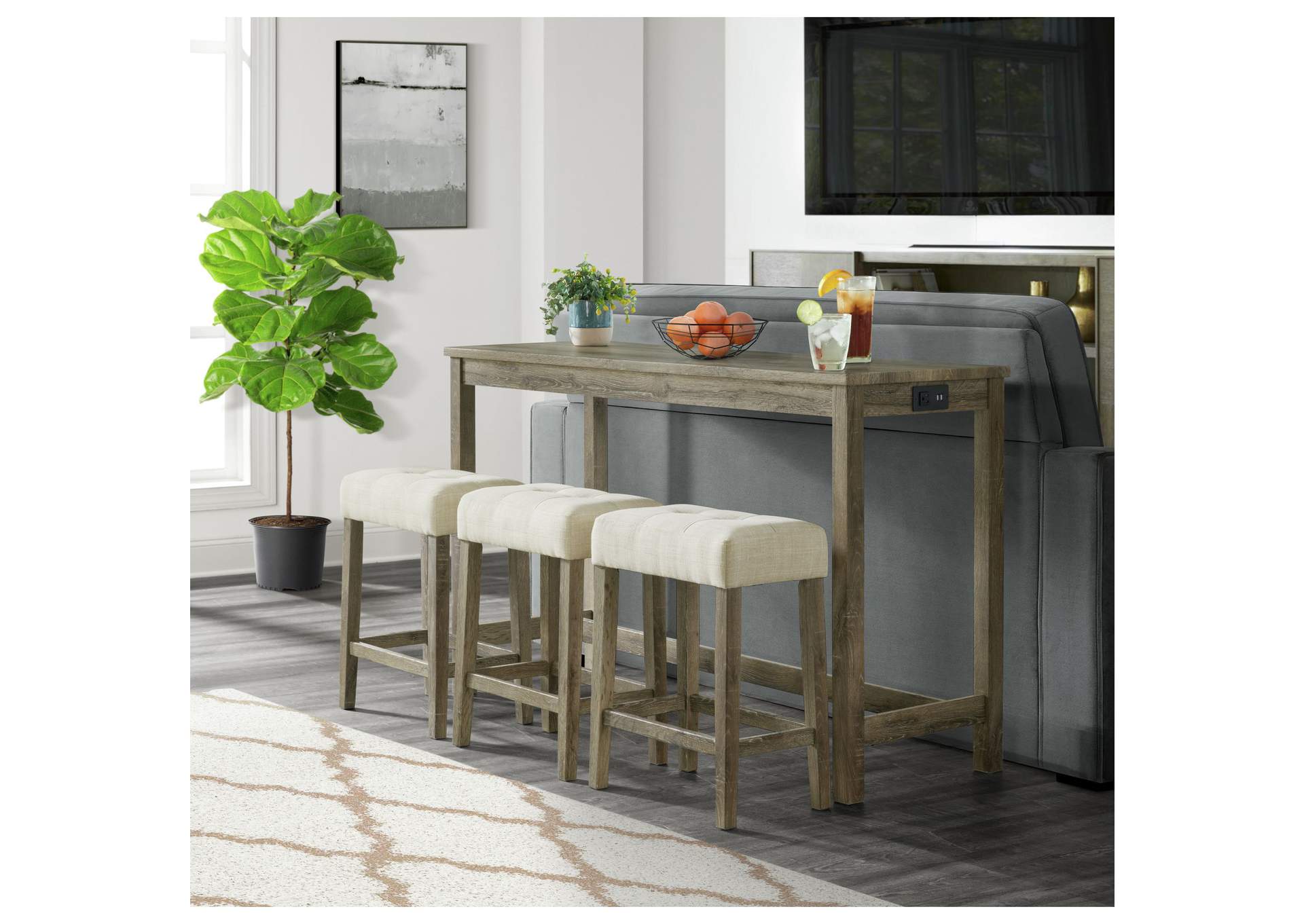 Oak Lawn Bar Table And Three Stools